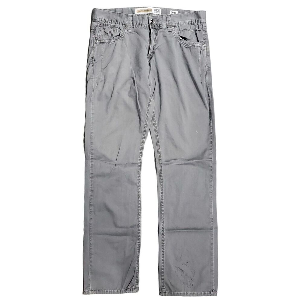 BKE CASUALS Pants Mens 32L Brown CARTER STRAIGHT Denim Outdoor Pockets Preppy